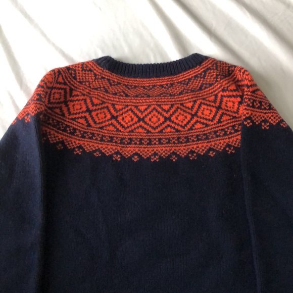 J Crew fair isle seater. Navy and red. The red is an orange-y red. - Picture 7 of 9